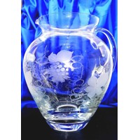 LsG-Crystal Džbán skleněný na pivo/ vodu ručně broušený/ rytý dekor Víno VU-198 251 x 180 mm 2000 ml 1 Ks.