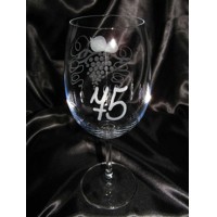 LsG-Crystal Jubilejní sklenice se jménem číše broušená na víno dekor Víno J-23...