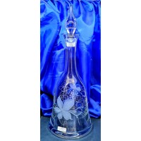 Flasche Kristallglas mit Stőpsel Hand geschliffen Muster Weinlaub LA-297 1000ml 1 Stück.
