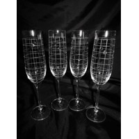 LsG-Kristall Sektkelch/Champagner Kristallgläser Hand geschliffen Muster Netz Set-368 190ml 4 Stück.
