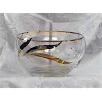 Glas-Schale Gondel mit Swarovski Steinen (Gold) Hand geschliffen Muster Tulpe ...