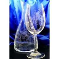 LsG-Crystal Láhev skleněná souprava na víno vodu dekor Bodlák dárkové balení s...