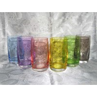 LsG-Crystal Skleničky na vodu/ pivo  barevné pastelové dekor Jaro J-832 250 ml...