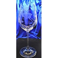 LsG Crystal Skleničky na bílé víno ručně broušené dekor Jelen dárkové balení s...