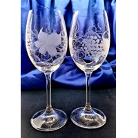 LsG-Crystal Skleničky na bílé víno ručně broušené ryté dekor Víno dárkové bale...