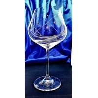 LsG-Crystal Skleničky na červené víno Burgund 24 x Swarovski krystal dekor Kar...