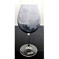 LsG-Crystal Sklenice modré na víno ručně ryté broušené dekor víno dárkové balení satén  J-1117 580ml 2 Ks.