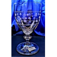 LsG-Crystal Sklenice na vodu víceúčelové sklo ručně broušené ryté dekor Pointille  dárkové balení satén Elis-3114 300ml 6 Ks.