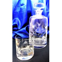 LsG-Crystal Whisky set ručně broušené dekor Bodlák dárkové balení satén LA-2504 1000ml 6+1 Ks.