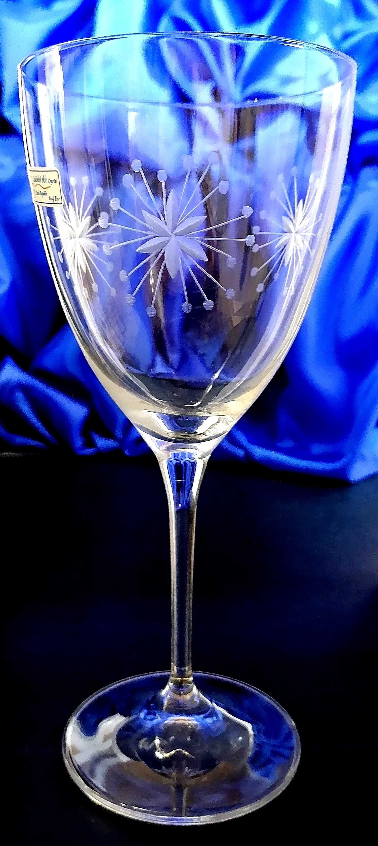 LsG-Crystal Skleničky na bílé víno ručně broušené dekor Vločka Kate-014 250 ml 6 Ks.