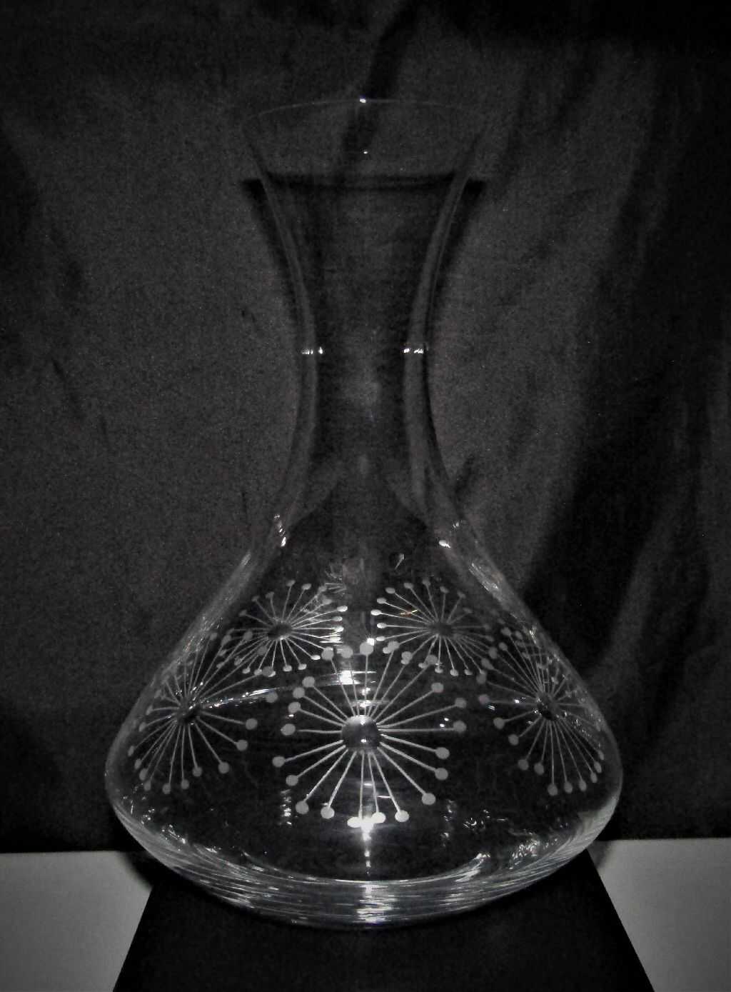 LsG-Crystal Dekantér karafa na víno vodu ručně ryté broušené dekor Pampeliška okrasné balení LA-091 1500 ml 1 Ks.