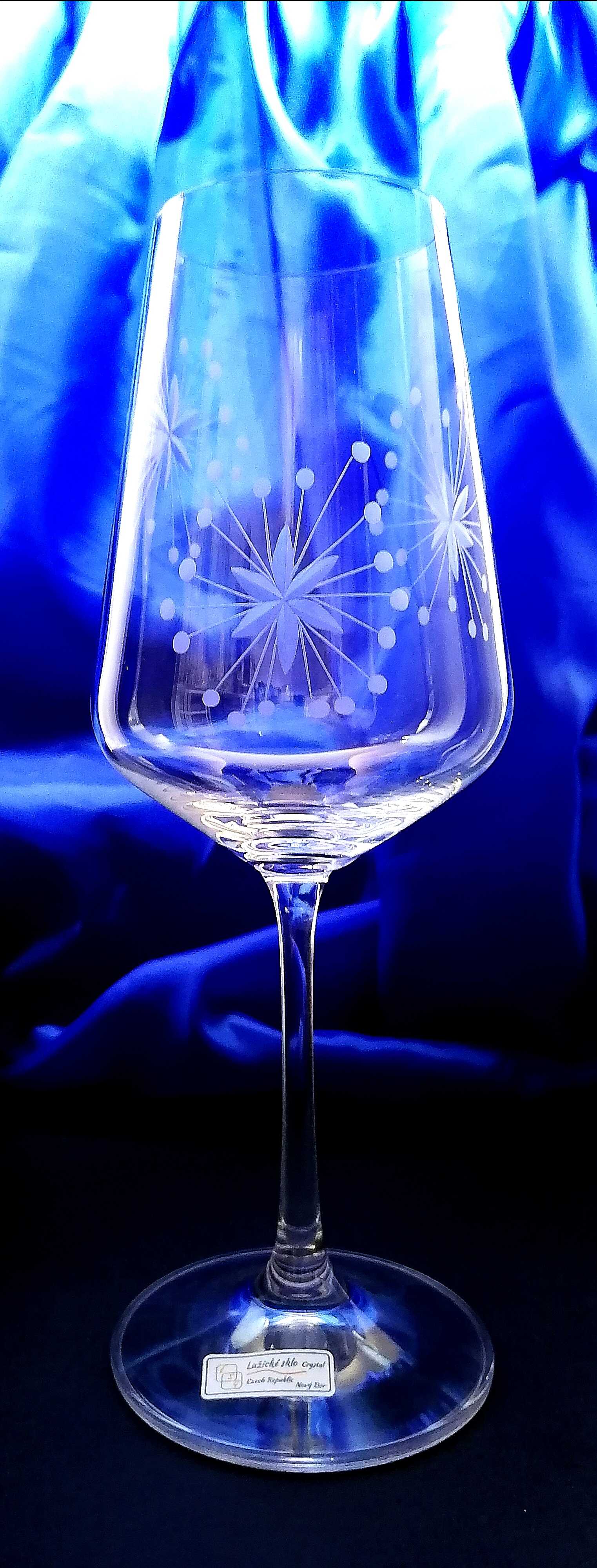 Weißwein Glas/ Rotwein Glas Hand geschliffen Schneeflocke WW-005 350 ml 6 Stück.