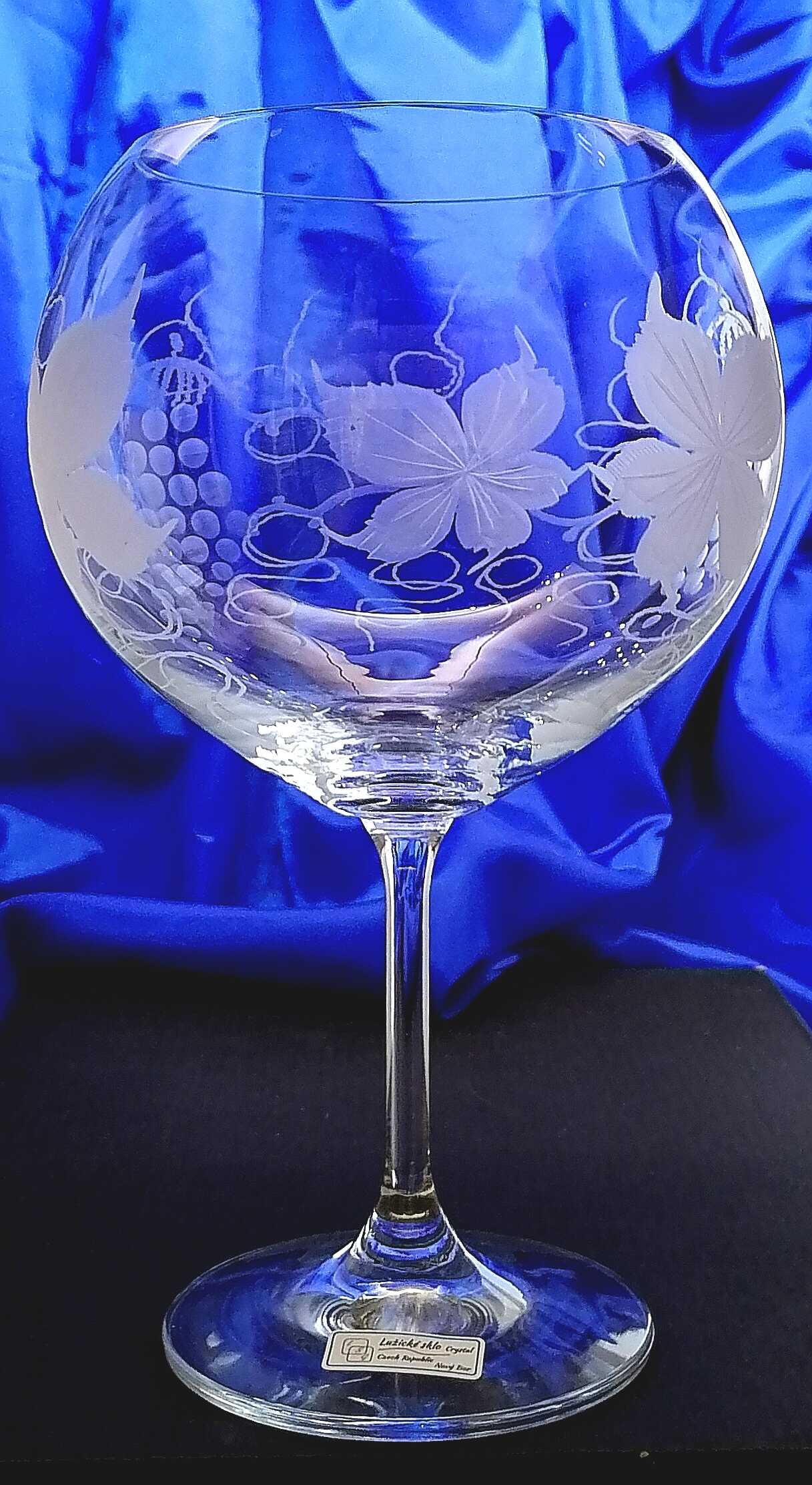 Geburtstag Glas/ Jubiläums Kristallglas Hand geschliffen Muster Weinlaub J-110 900 ml 1 Stück.