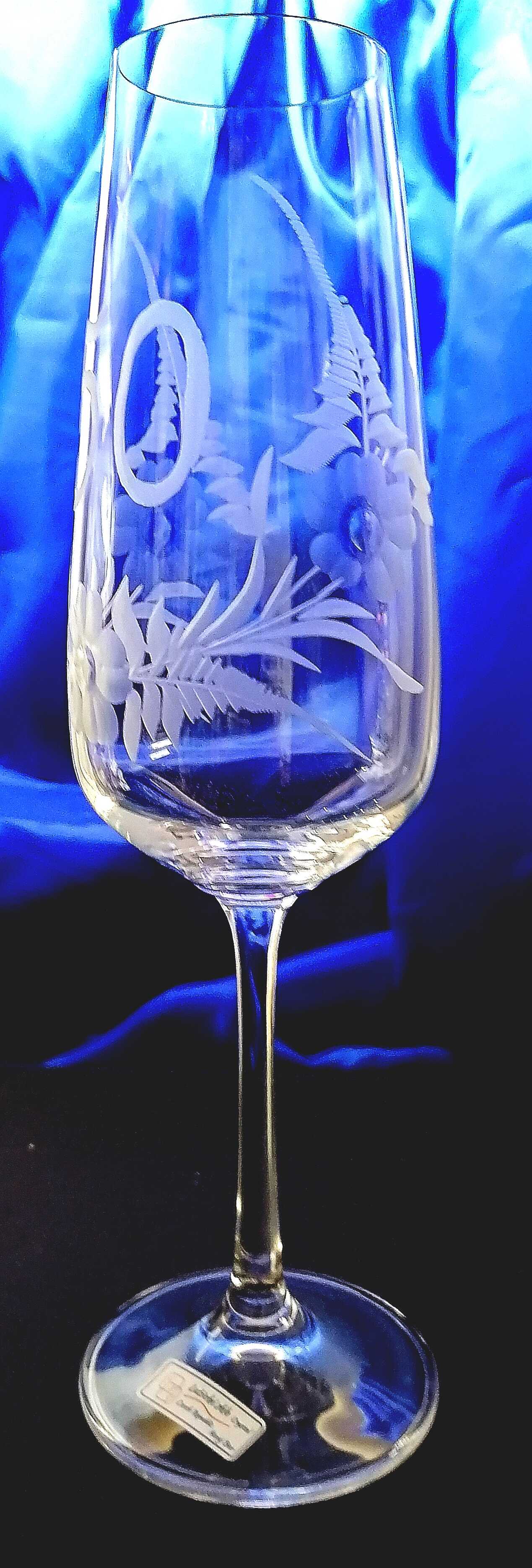 LsG-Crystal Jubilejka výroční sklenička na šampus ručně broušené dekor Květina J-059 280 ml 1 Ks.