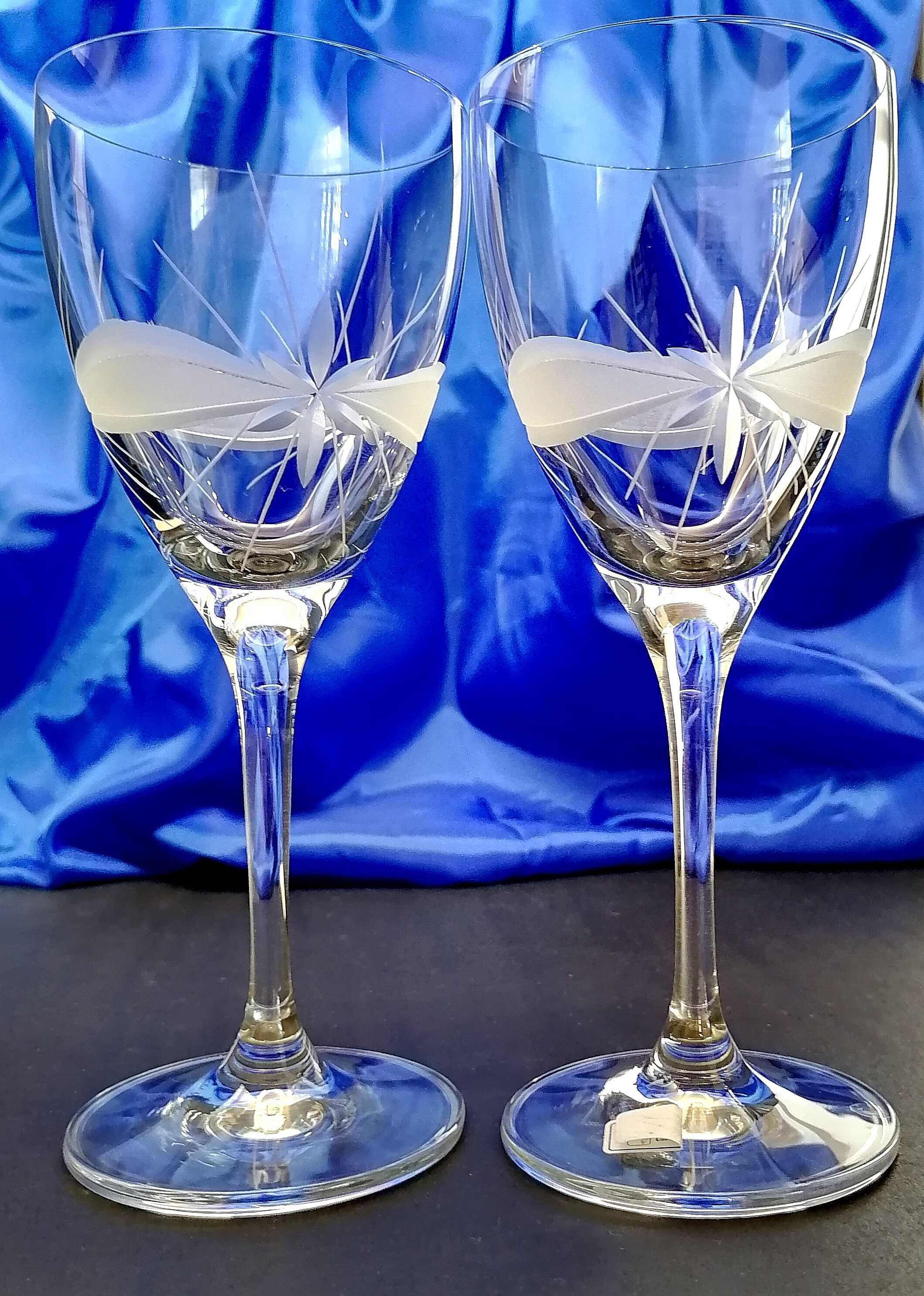 Weißwein Glas/ Weißweingläser Hand geschliffen Muster Kante Geschenkkarton WW-003.200 ml 6