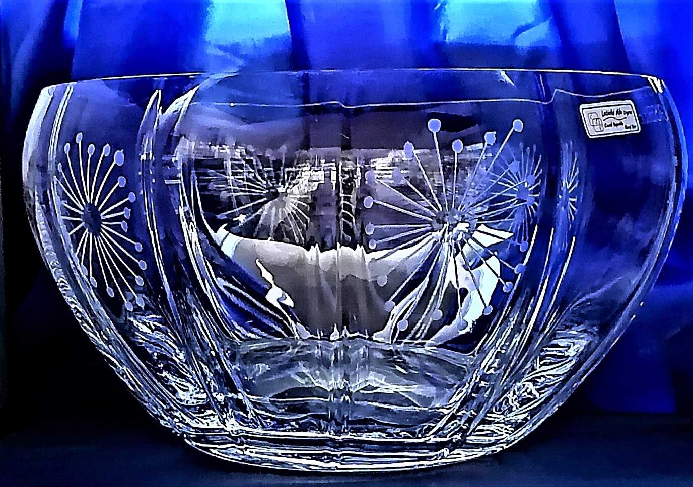 Kristall Glas - Optische Kristallglasschale Hand geschliffen Lőwenzahn 130 x 230 mm MI-0102 1 Stück.