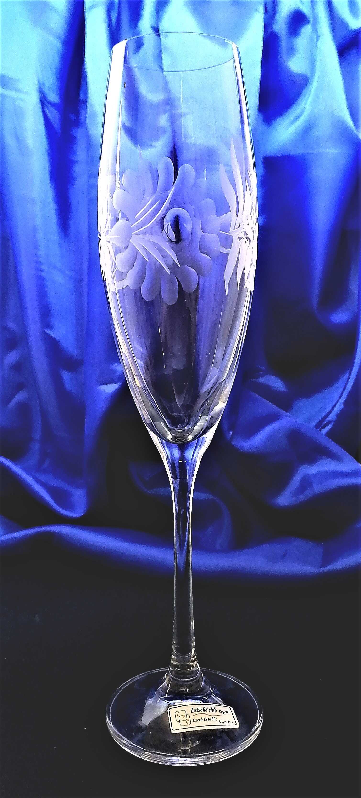 LsG-Kristall Sektkelch/Champagner Kristallgläser Hand geschliffen Alt Gravur Rose SK-119 190 ml 4 St