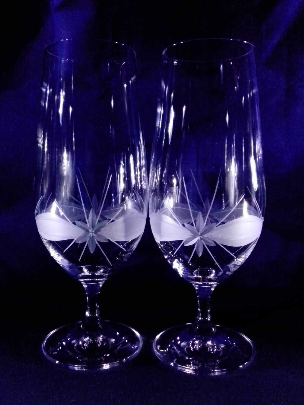 Bier Glas/ Wasser Glas/ Kristallgläser Hand geschliffen Geschenkkarton Muster Kante 343 80 ml 2 Stk.