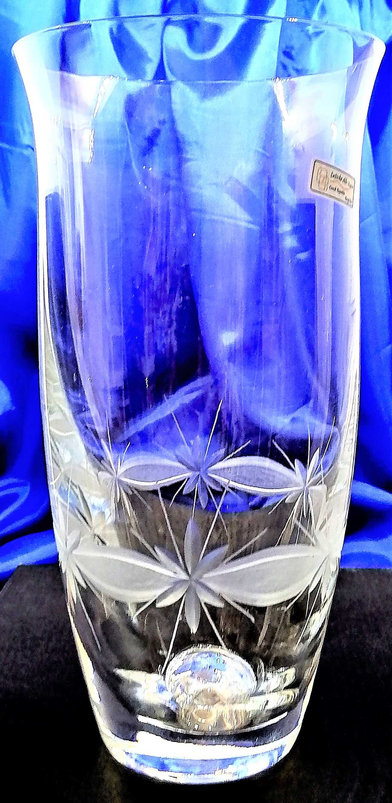 LsG-Crystal Váza skleněná broušená/ rytá křišťál dekor Kanta WA-138 228 x 120 mm 1 Ks.