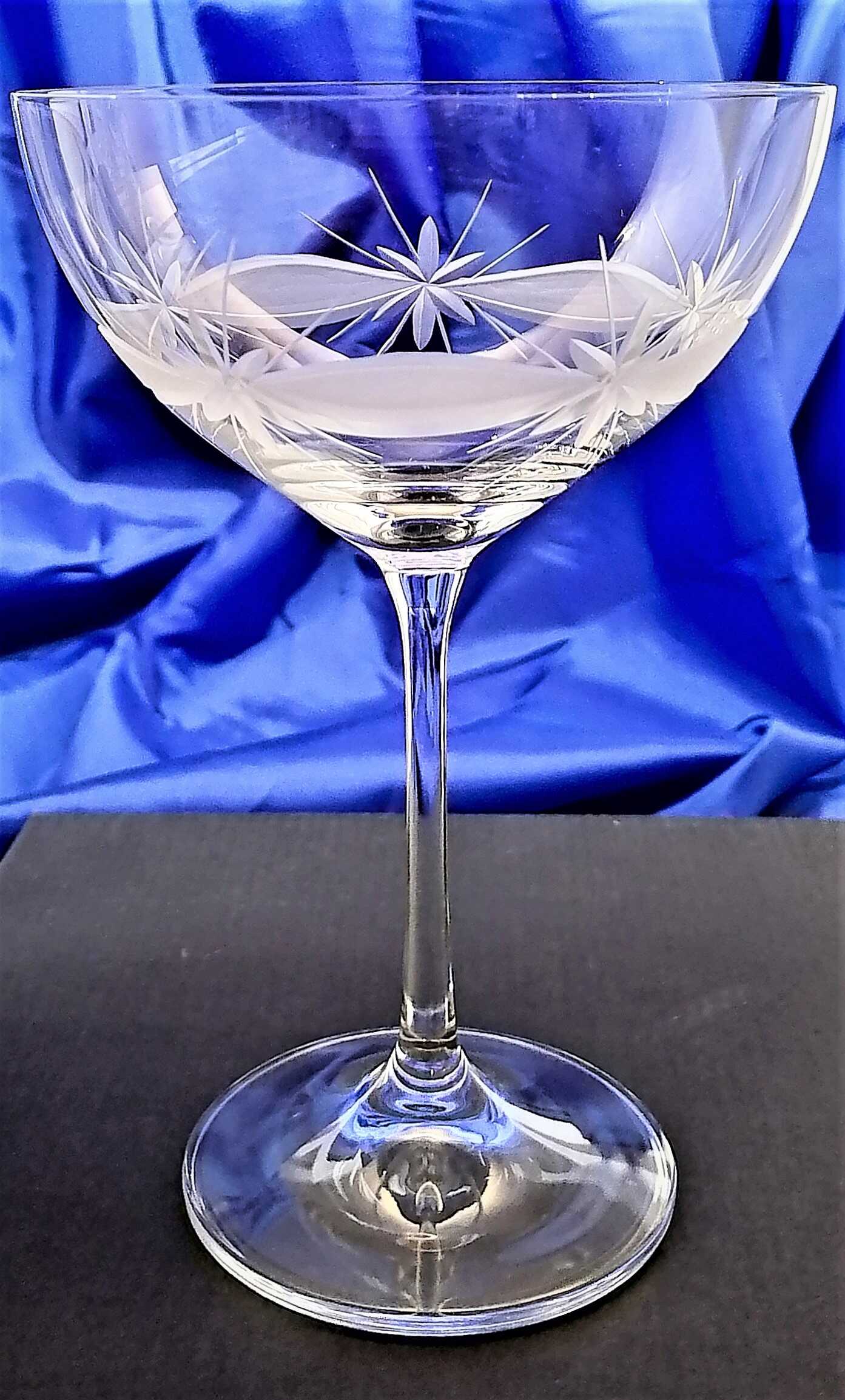 LsG-Kristall Champagner Schale Kristallgläser Hand geschliffen Kante Ssch-167 340 ml 2 Stück.