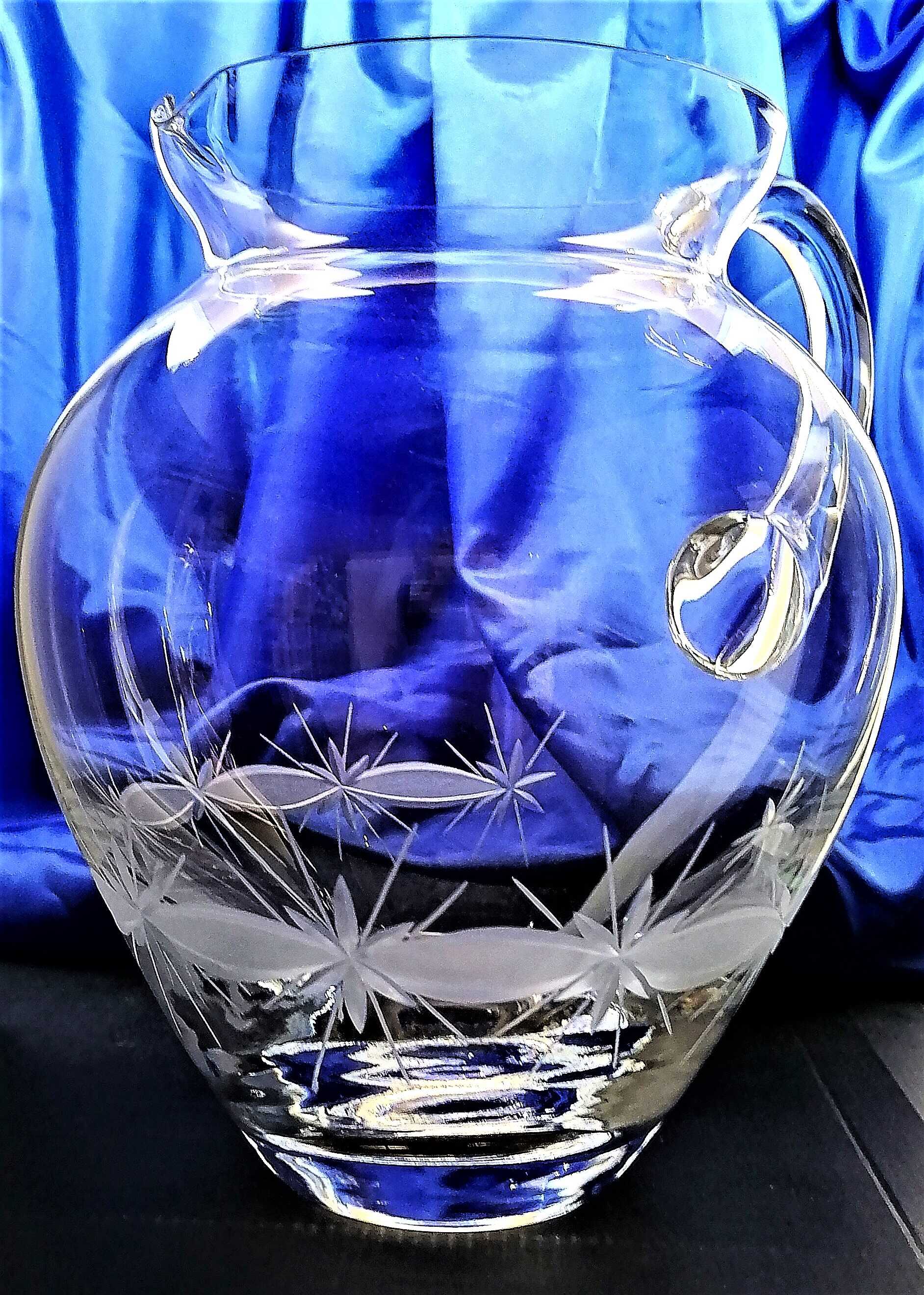 Lsg-Kristall Glas Krug + 4 St.Gläser Kristallglas Kante VU-173 2000/ 350 ml 5 Stück.