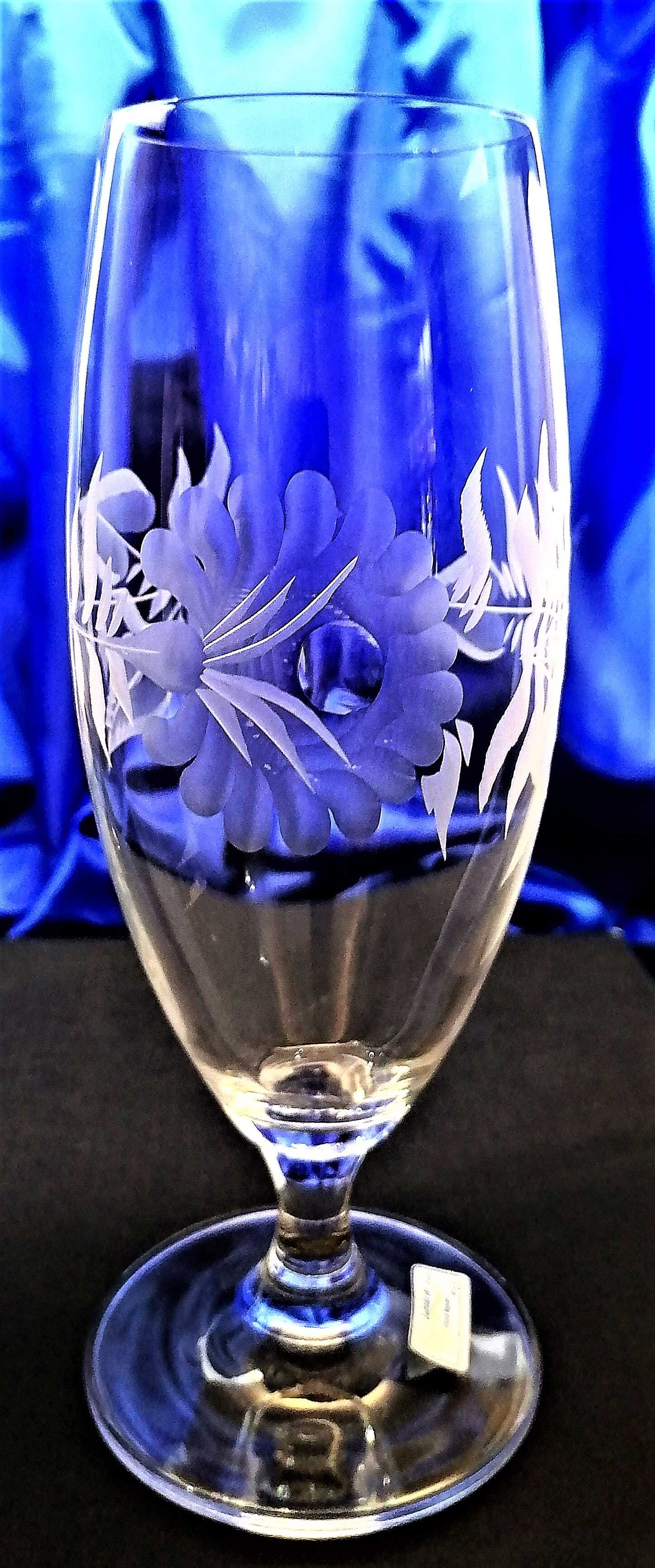 Bier/ Wasser Kristallgläser Hand geschliffen Alt Gravur Rose VU-187 380 ml 6 Stück.