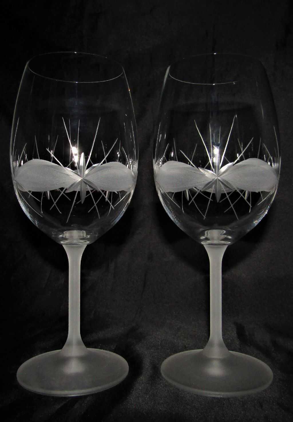 Rotwein Glas/ Rotweingläser Hand geschliffen Muster Kante RW-181 490 ml 6 Stück.