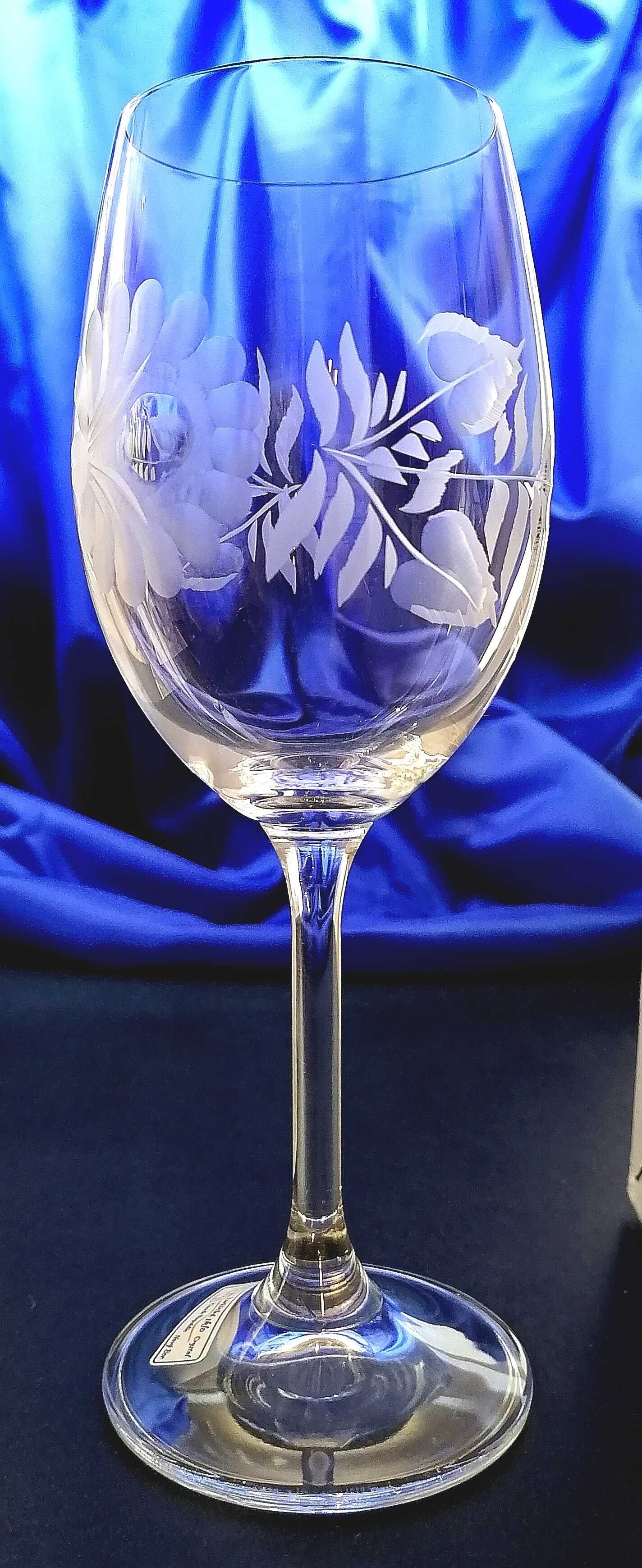 LsG-Crystal Skleničky broušené/ ryté na červené/ bíle víno Růže VU-189 350 ml 4 Ks.