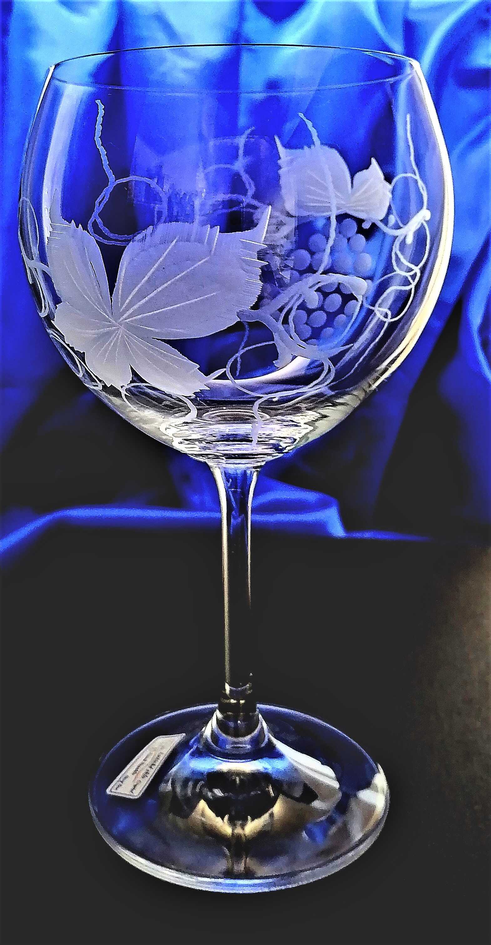 Rotwein Glas/ Burgund Gläser Hand geschliffen Weinlaub Eva-193 455 ml 4 Stk.