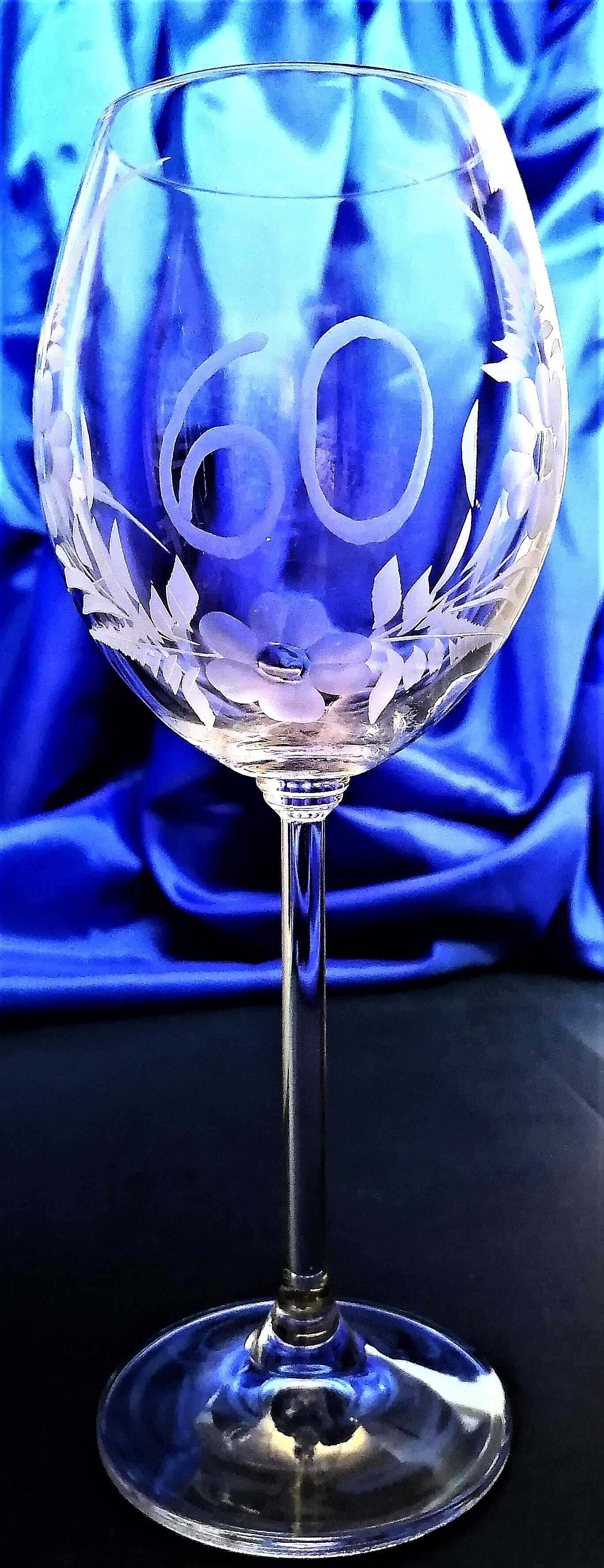 LsG-Crystal Jubilejní sklenice se jménem na víno rytá květina J-197 350 ml 1 Ks.