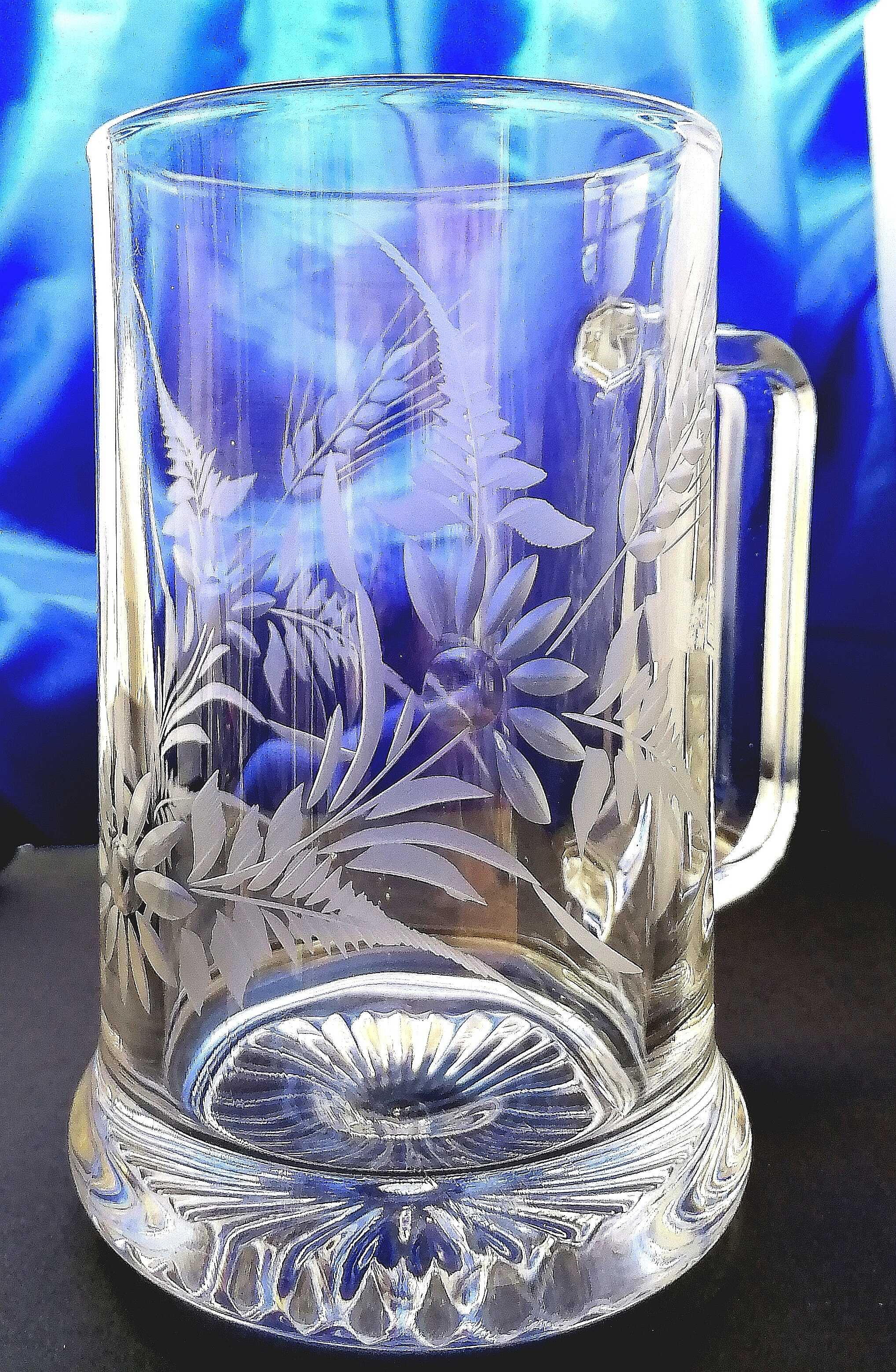 LsG-Crystal Sklenice pivní půllitr ručně broušené ryté dekor ječmen J-206 700 ml 1 Ks.
