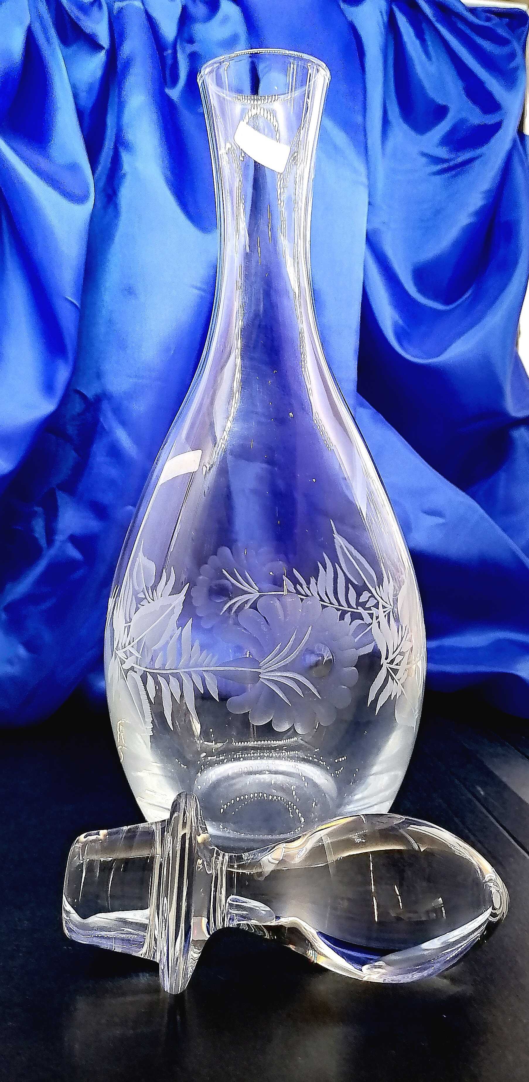 Flasche für Wein Kristallglas mit Stőpsel Hand geschliffen Muster Alt Rose LA-296 1000ml 1 Stück.