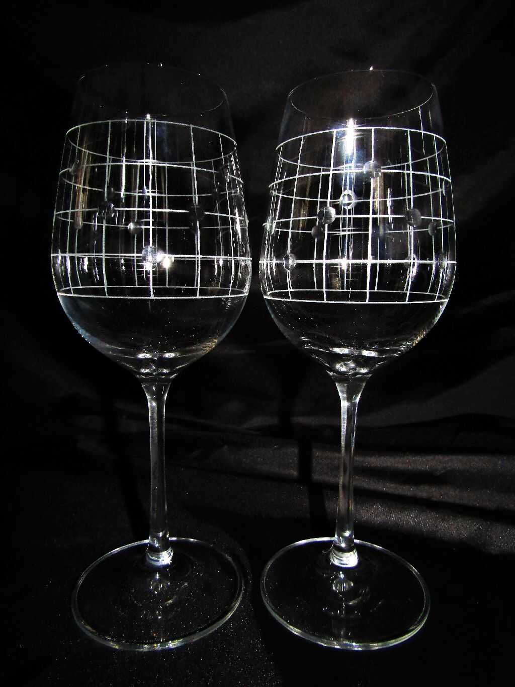 Rotwein Glas/ Weißweingläser Hand geschliffen Muster Netz Geschenkkarton Set-365 350 ml 2 Stück.
