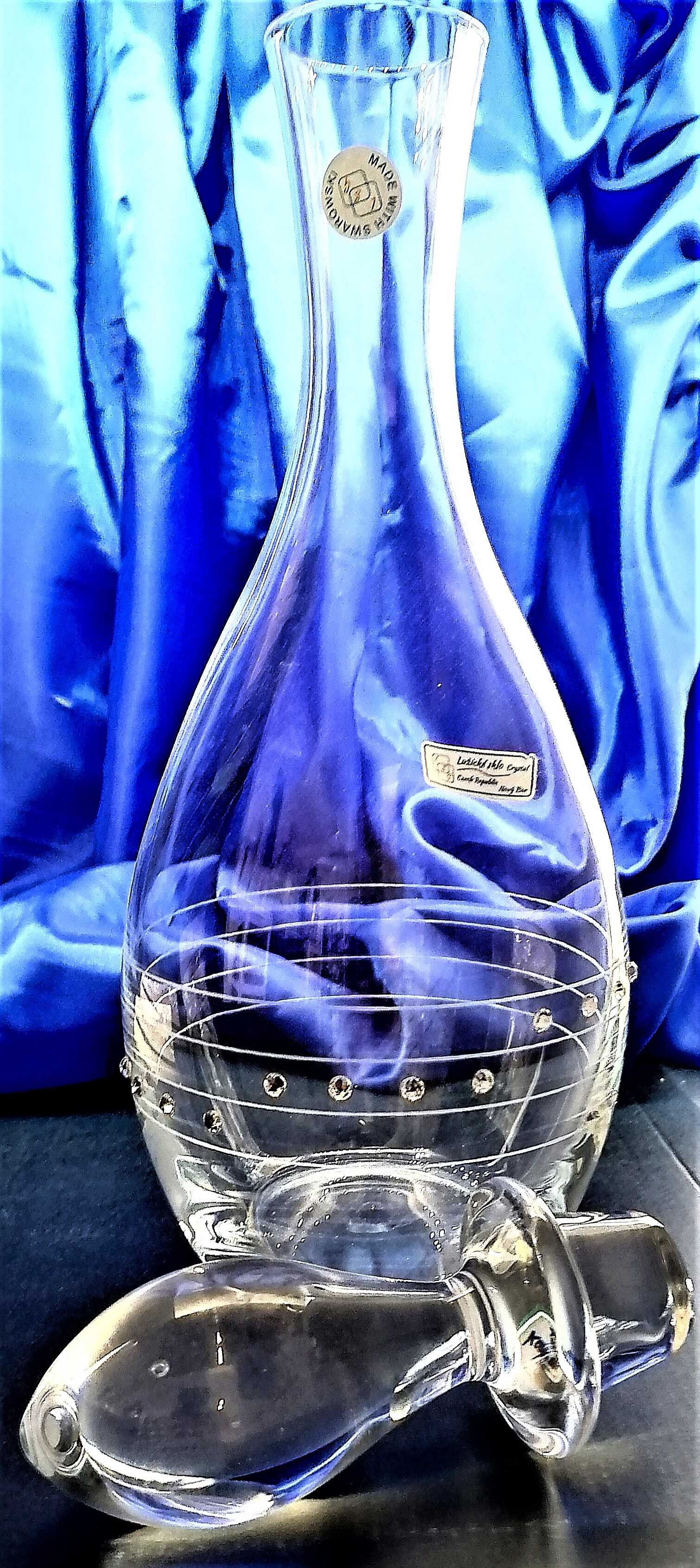 Kristall Flasche mit SWAROVSKI Kristallen Hand geschliffen Claudia 1000/ 200 ml 1+6 Stück.