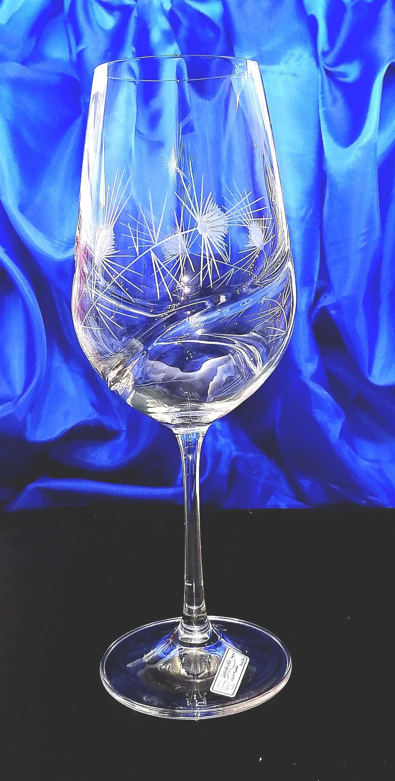 LsG-Crystal Skleničky na bílé červené víno ručně broušené ryté dekor Bodlák Turbulence-711 350 ml 2 Ks.