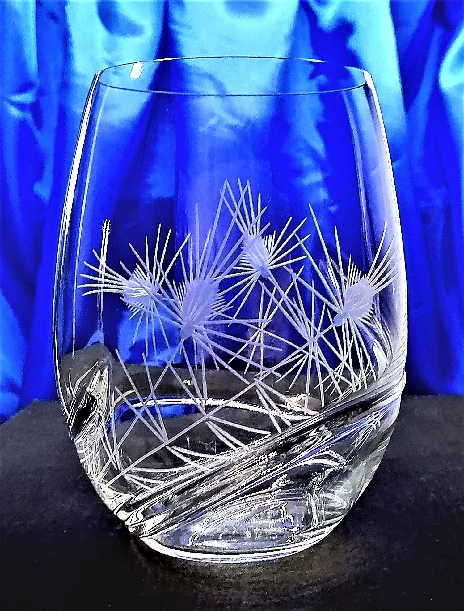 LsG-Crystal Skleničky na víno/ vodu ručně broušené ryté dekor Bodlák Turbulence-852 500 ml 6 Ks.