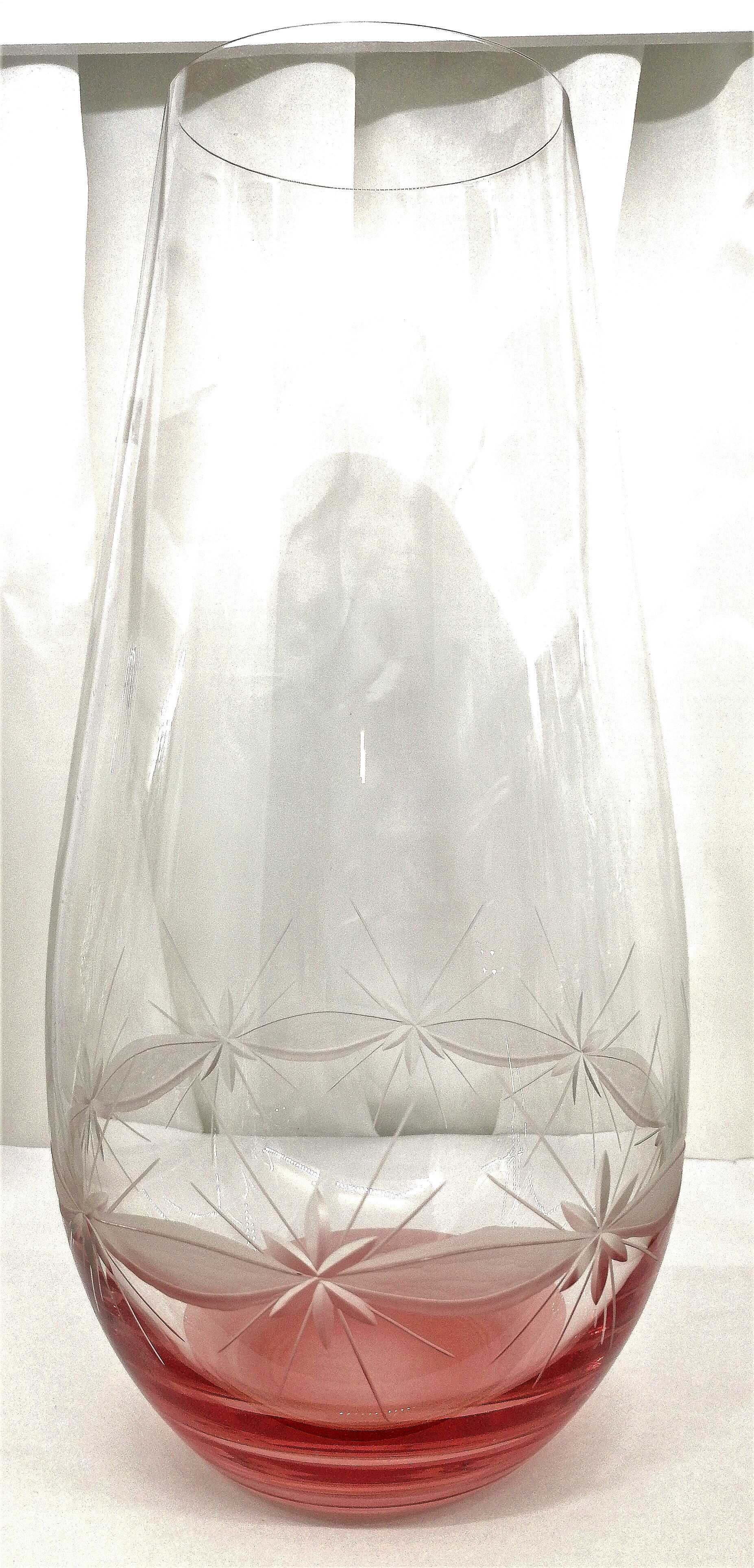 LsG-Crystal Váza skleněná broušená starorůžová dekor Kanta WA-953 300 x 150 mm 1 Ks.