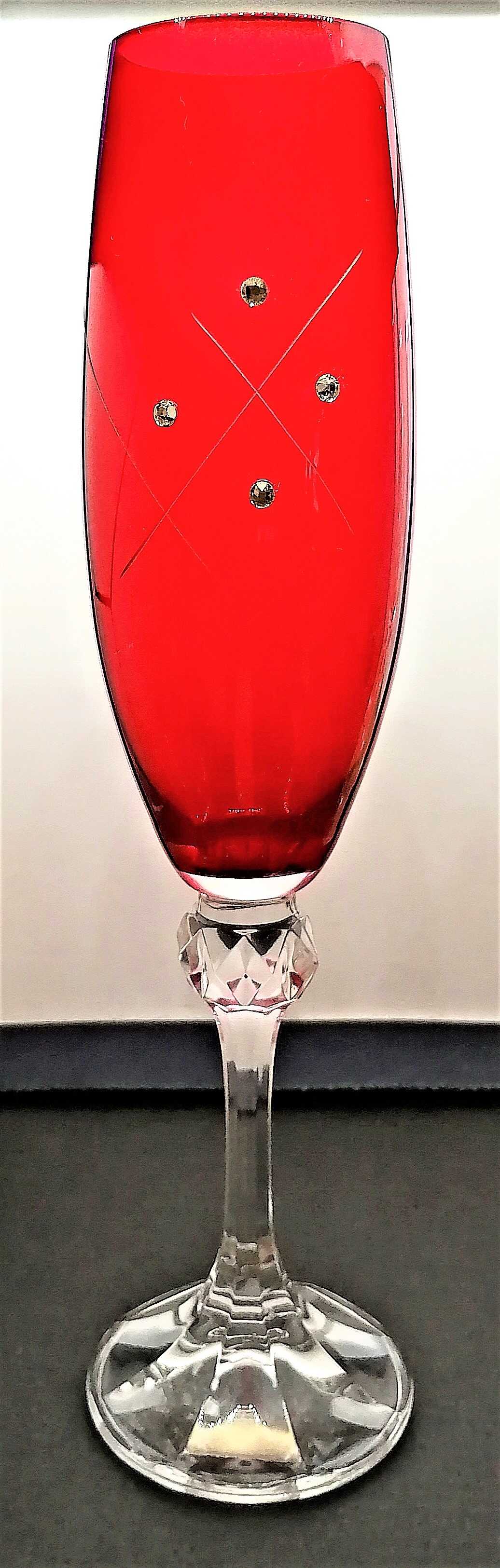 Rote Champagnergläser/ sekt Glas 8 x Swarovski Stein Hand geschliffen Karla CX-959 220 ml 2 Stück.