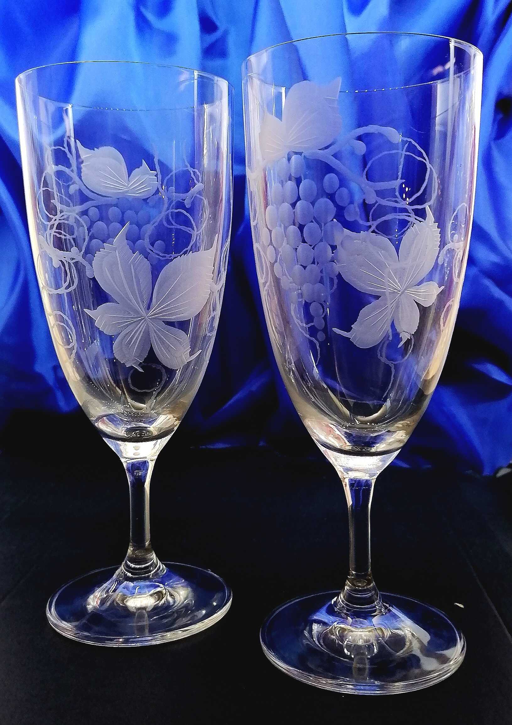 LsG-Crystal Skleničky na pivo/ vodu ručně broušené/ ryté dekor Víno Kate-1018 380 ml 6 Ks.