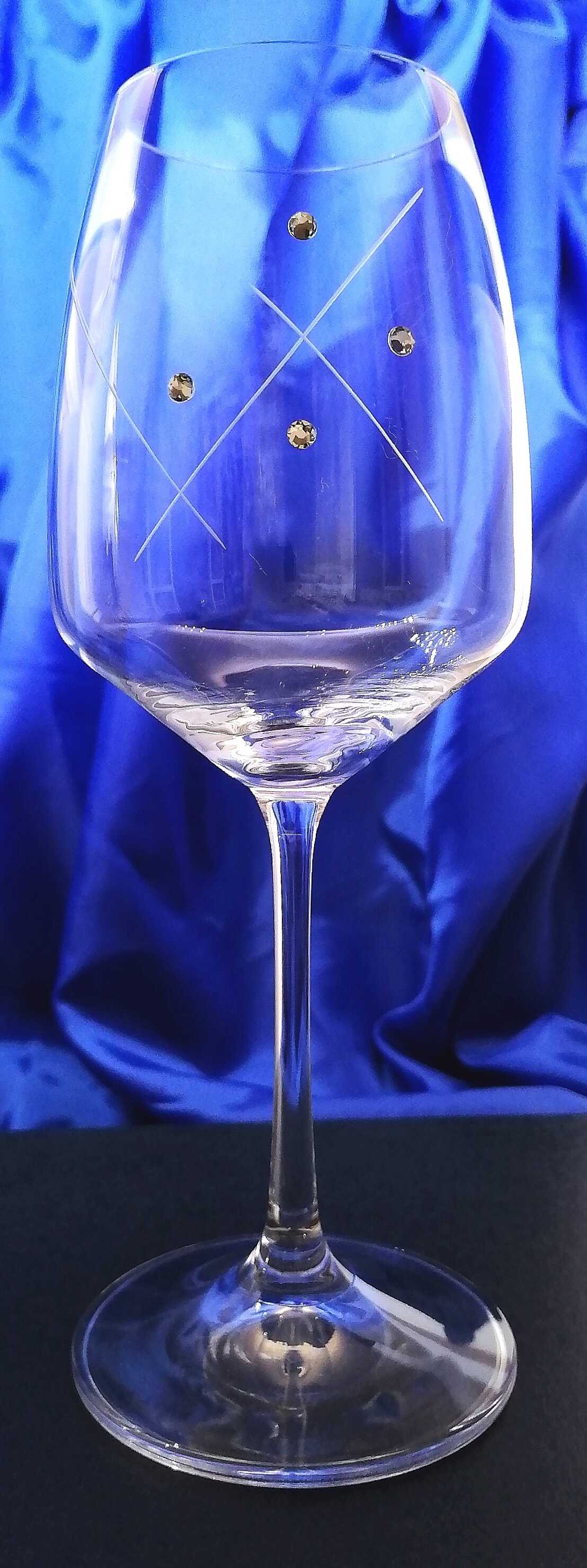 Rotwein Glas/ Rotwengläser mit Swarovski Steinen 450 ml 6 Stück.