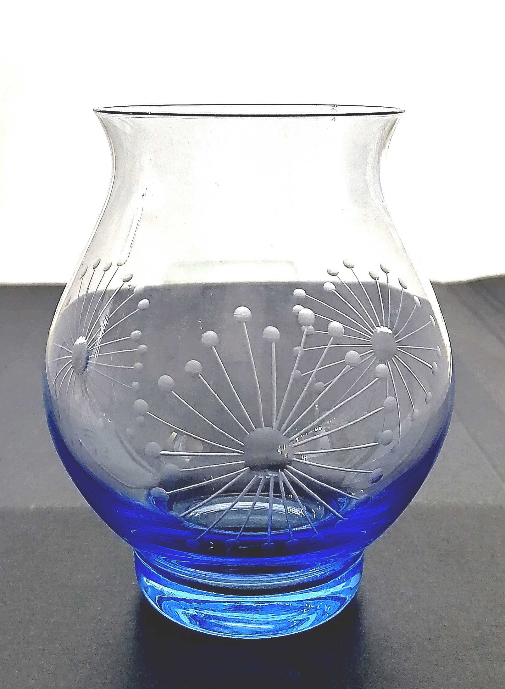 LsG-Crystal Sklo svícen váza na čajové svíčky broušený/ rytý dekor Pampeliška okrasné balení WA-8101 600 ml 1 Ks.