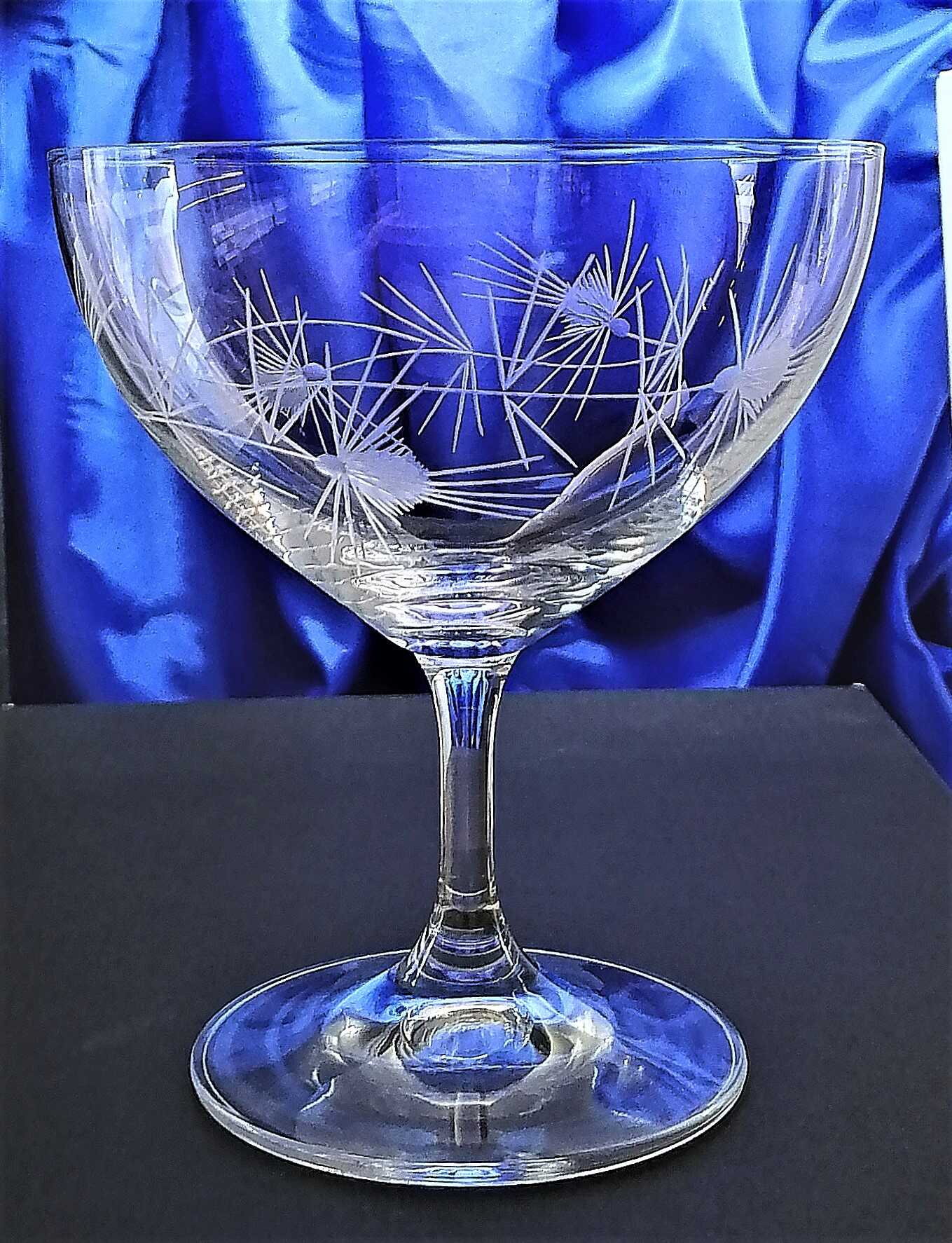 Cocktail-Gläser/ Sektschale/ Eisschale Hand geschliffen Muster Distel FR-2859 340 ml 2 Stk.
