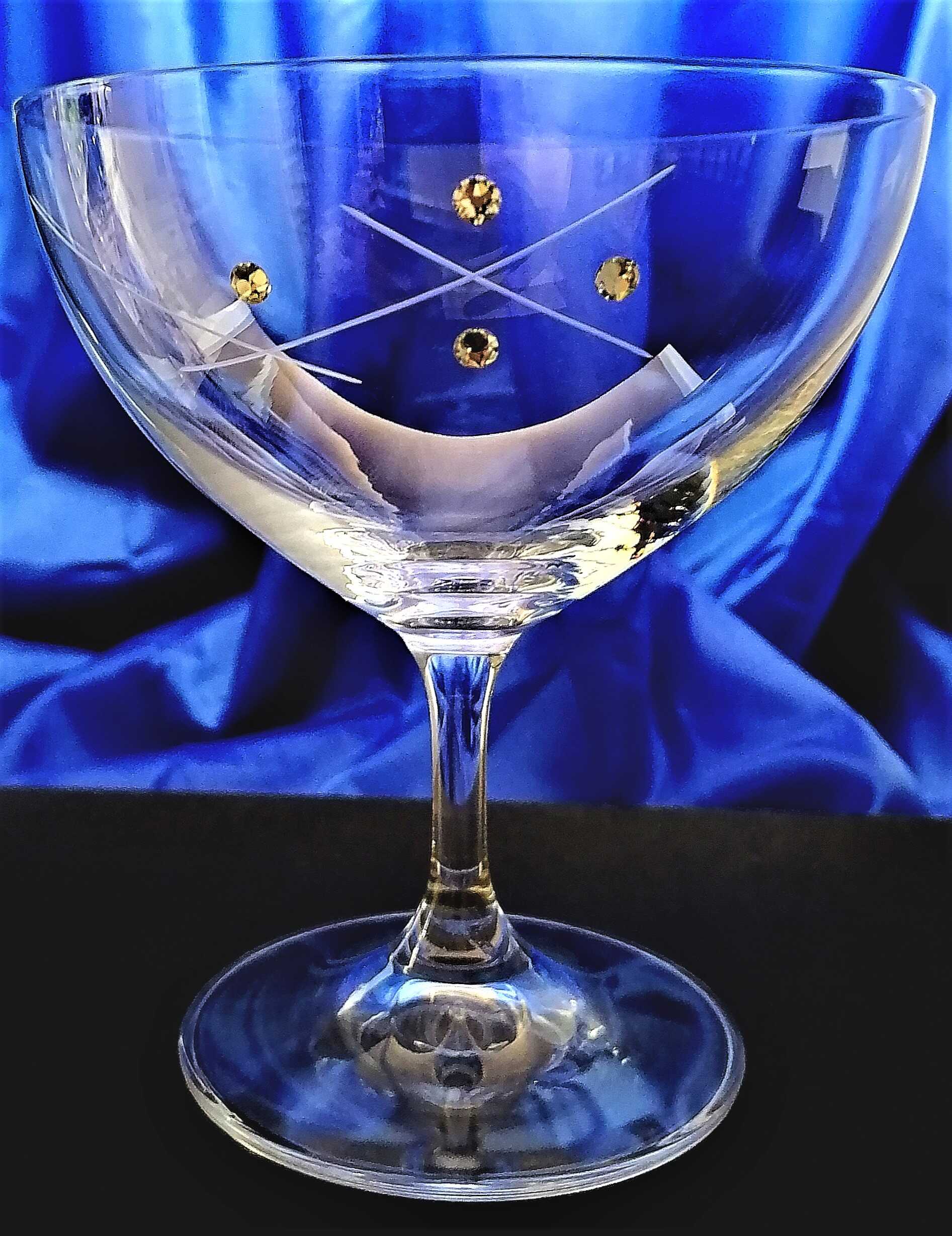 Cocktail-Gläser/ Sektschale/ Eisschale 8 x Swarovski Stein Hand geschliffen Karla 2676 340 ml 2 Stk.