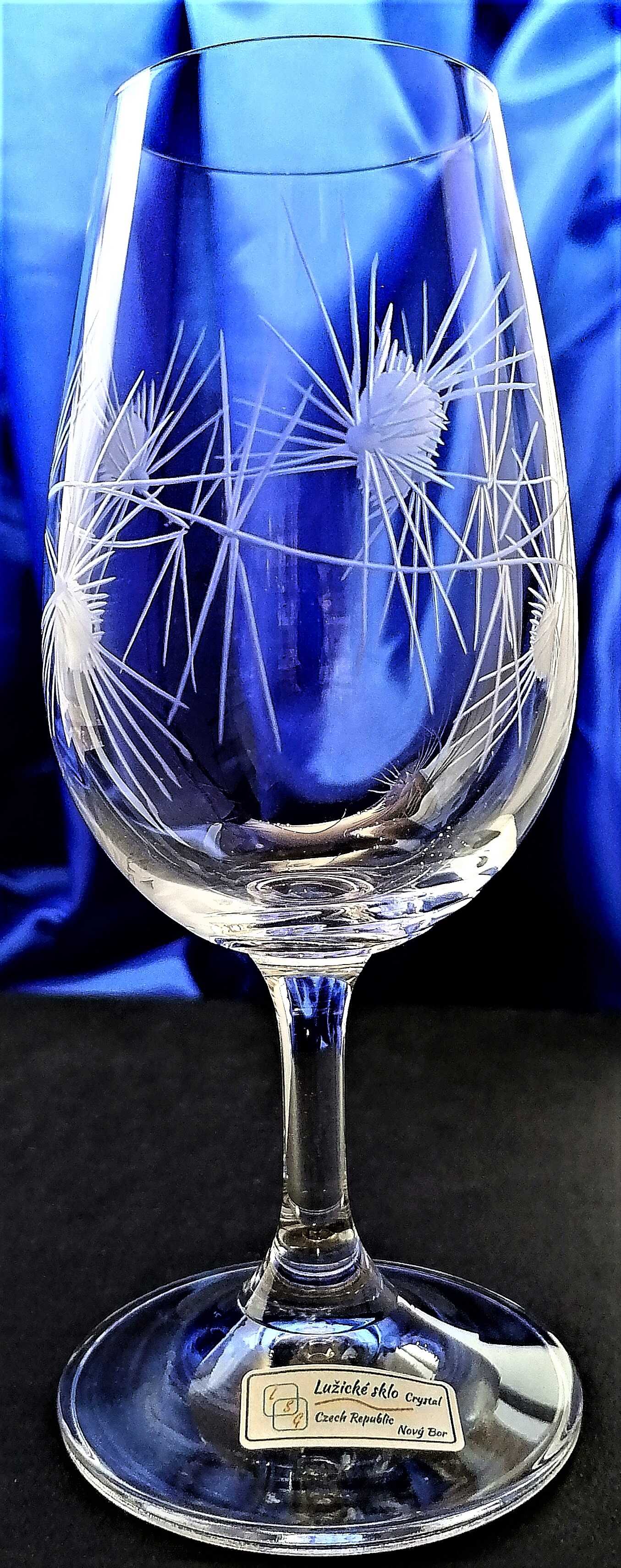 LsG-Crystal Skleničky na bílé víno ručně broušené dekor Bodlák dárkové balení satén Glas-2095 200 ml 6 Ks.