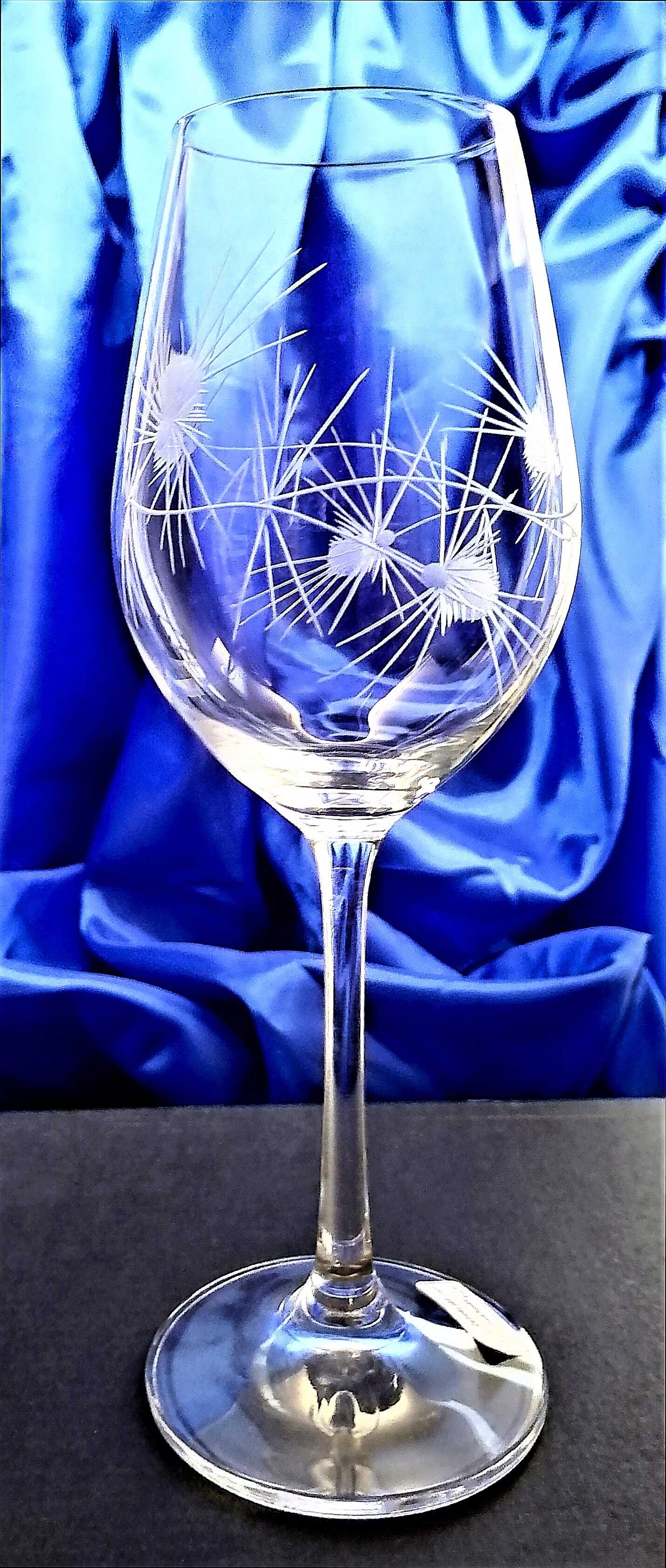 LsG-Crystal Skleničky na bílé víno ručně broušené ryté dekor Bodlák Viola 5931 250 ml 2 ks.