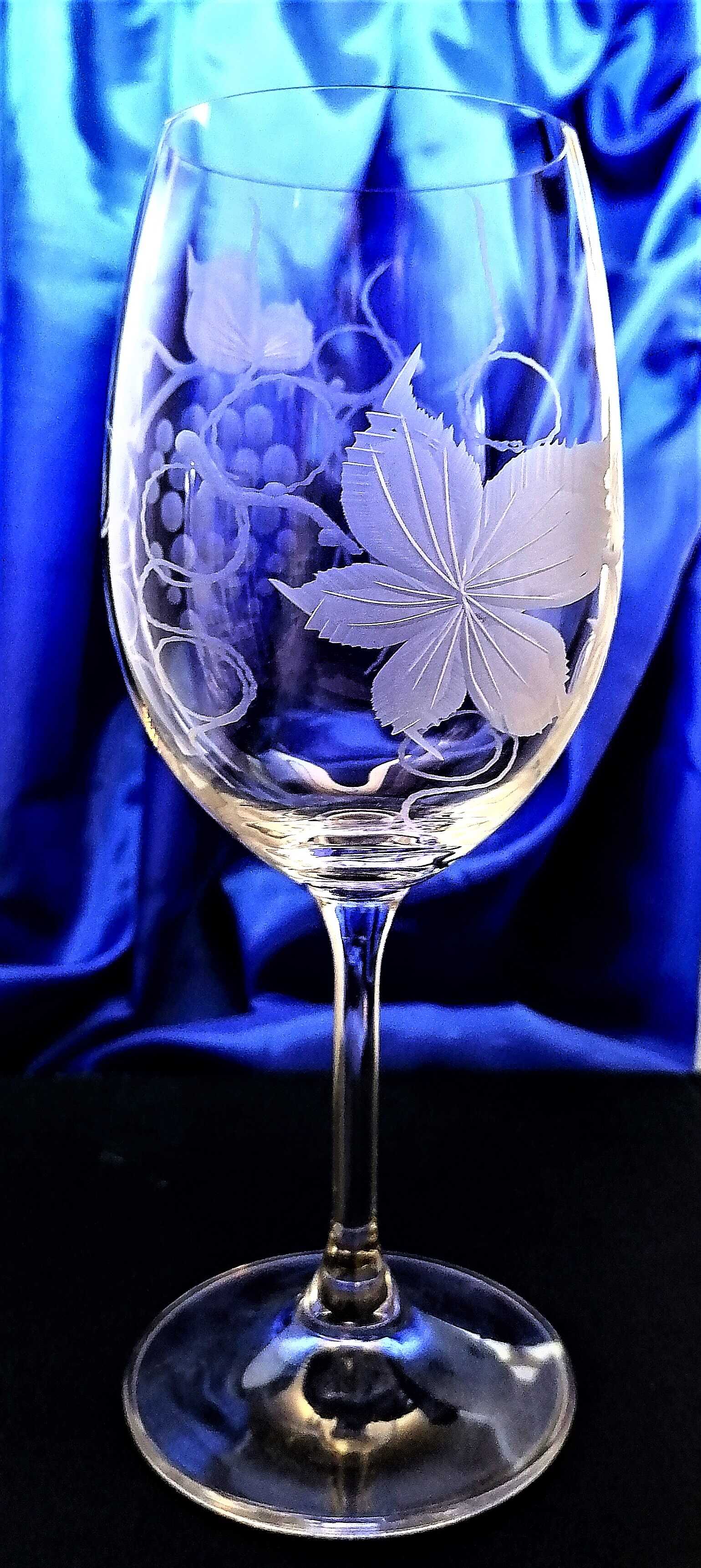 LsG-Crystal Skleničky na bílé víno ručně broušené ryté dekor Víno Lara-8831 250 ml 2 ks.