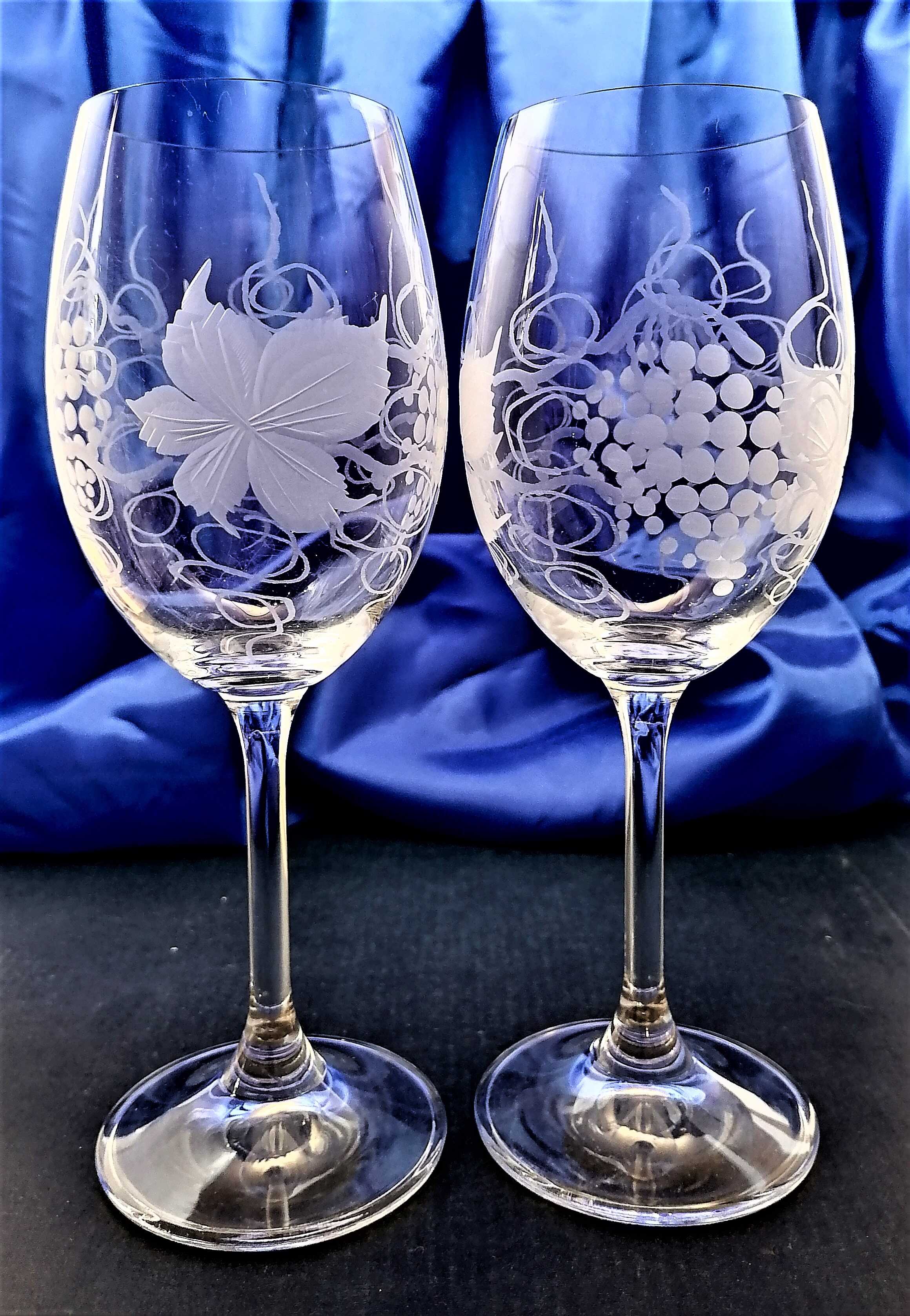 LsG-Crystal Skleničky na bílé víno ručně broušené ryté dekor S- Víno Lara- 8131 250 ml 6 ks.