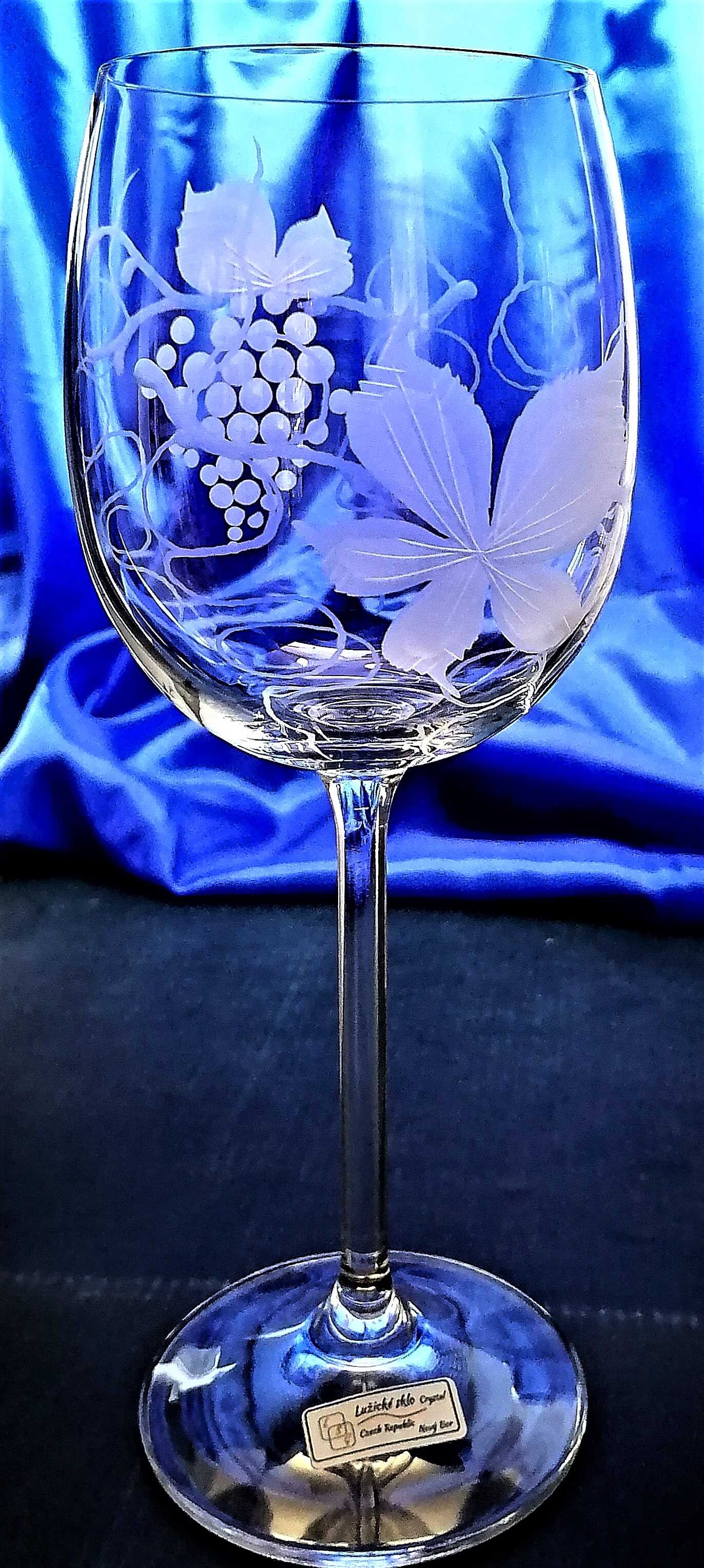LsG-Crystal Skleničky na bílé červené víno ručně ryté broušené dárkové balení satén Erika-P6098 350 ml 6 Ks.