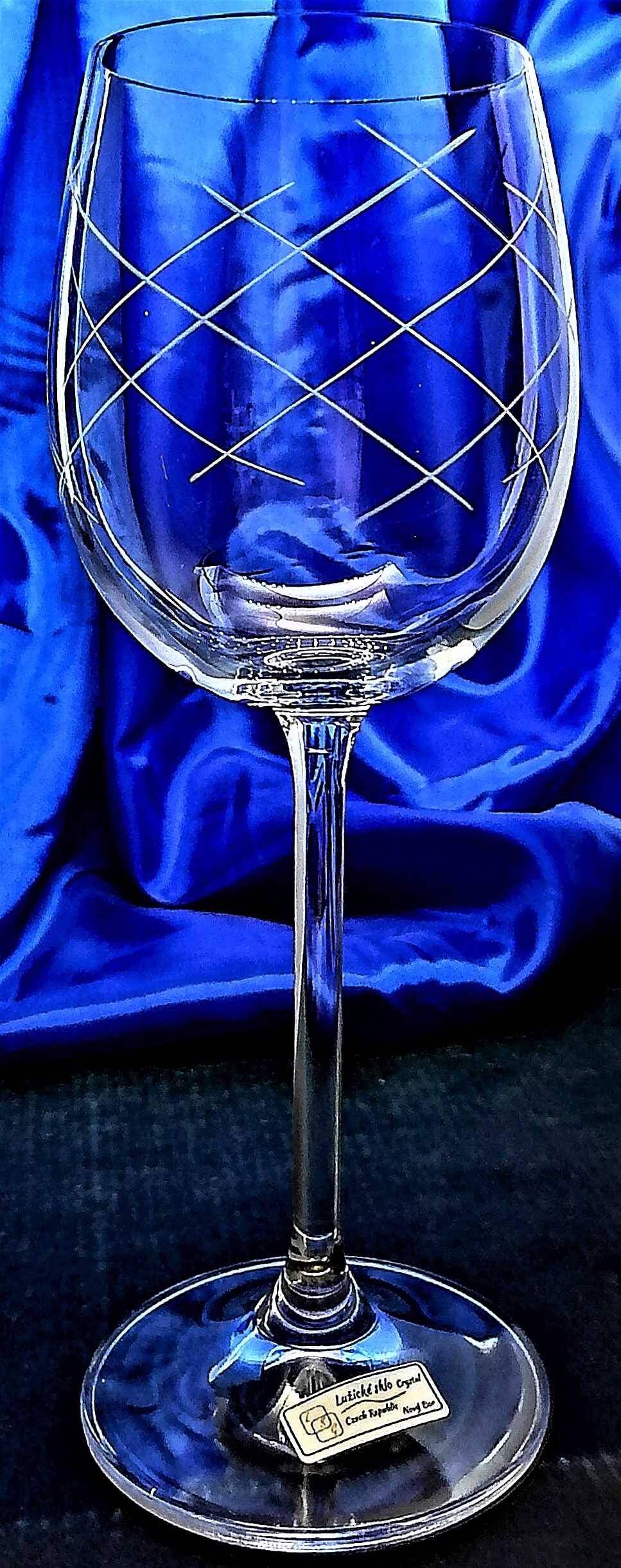 LsG-Crystal Skleničky na bílé víno luxusní souprava ručně ryté broušené dekor Galaxie Erika-9638 260 ml 6 Ks.