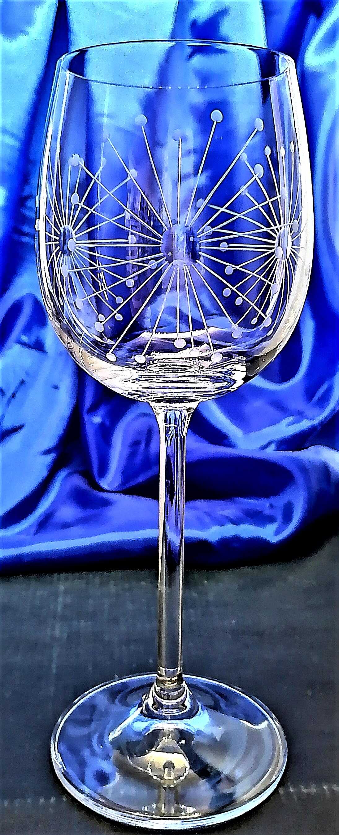 LsG-Crystal Skleničky na bílé víno ručně ryté broušené dekor Pampeliška dárkové balení satén Erika-69982 260 ml 2 Ks.